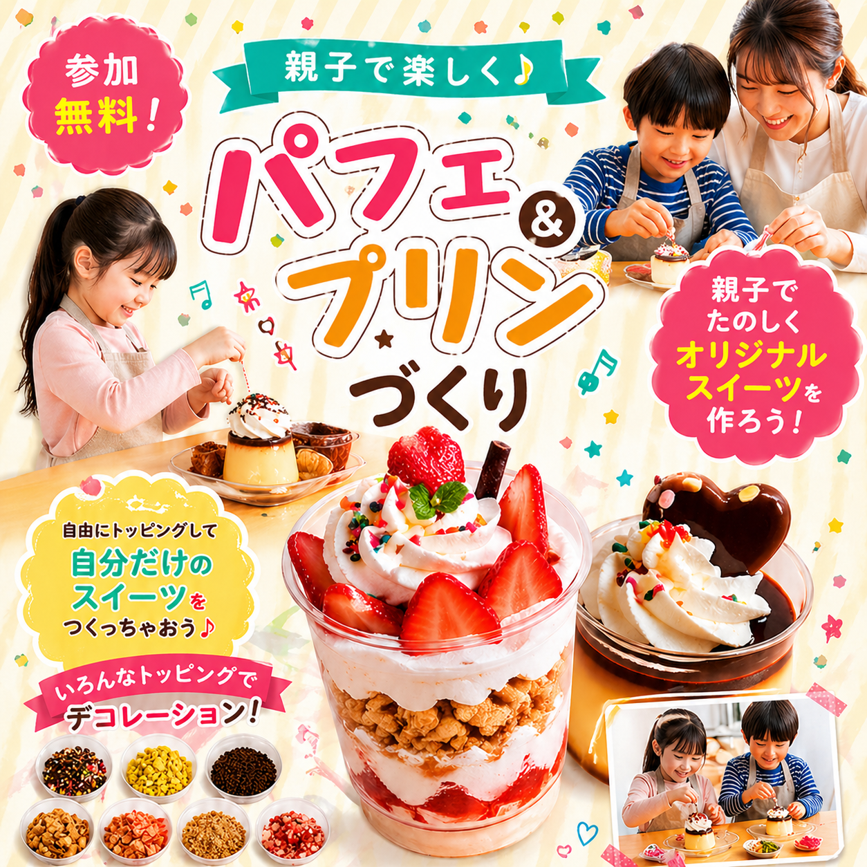 【釧路店】パフェ&プリンづくり！12組様限定の親子向けイベント♪