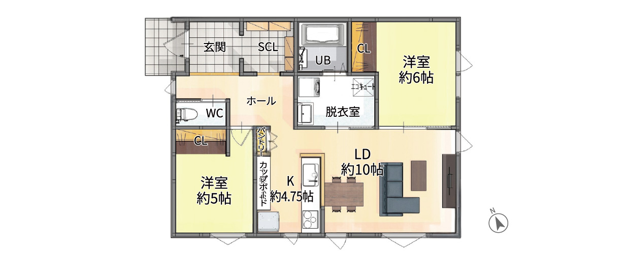 鳥取北5丁目の平屋 間取り